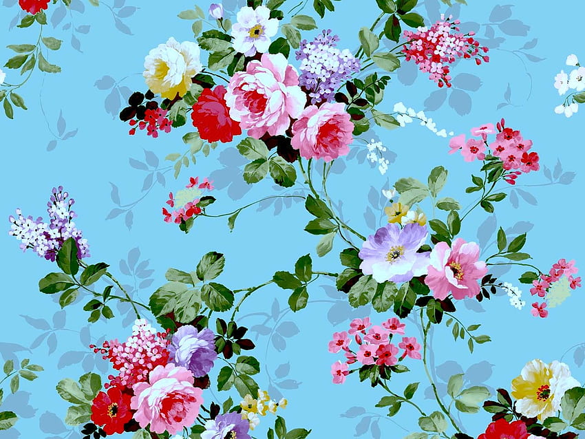 Vintage Floral - original, rosa, abstrato, original, floral, flores, azul, rosa, fundo, vintage papel de parede HD