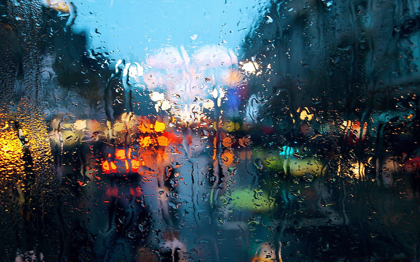 เม็ดฝนและพื้นหลังเม็ดฝนบนกระจก วอลล์เปเปอร์ HD