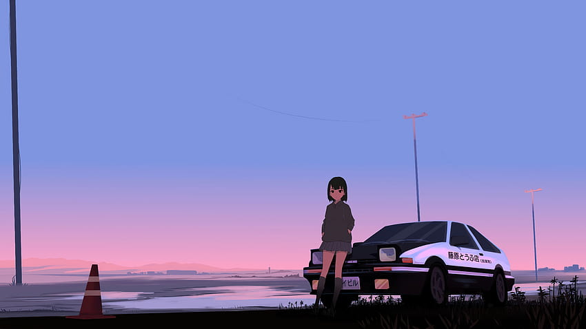 Initial D Trueno Anime Police Girl Laptop Full, y Anime Drift fondo de pantalla