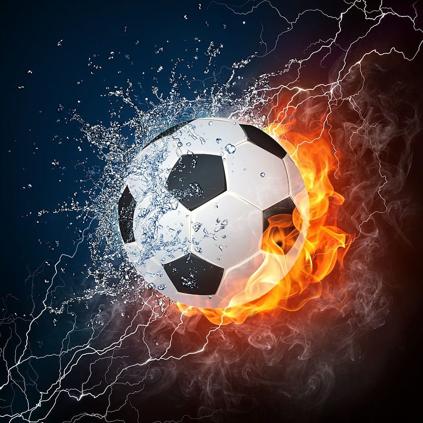 Soccer Ball Water and Fire Backdrop. Soccer wall art, Soccer ball, Soccer art, Flaming Soccer Ball HD phone wallpaper