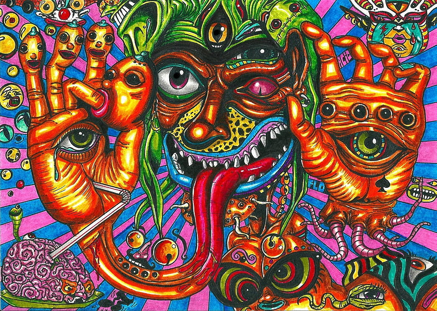 Acid Trip Background, LSD Cartoon HD wallpaper