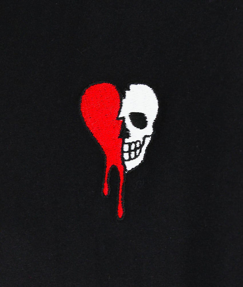ブロークン ハート スカル ドリップ刺繍レディース T シャツ。 暴動社会服、アルカリトリオ HD電話の壁紙