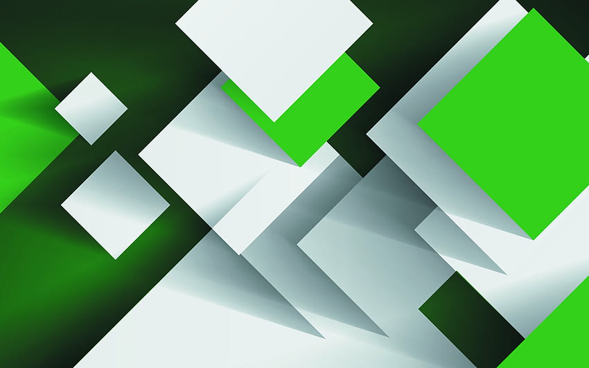 cuadrados, diseño de materiales, verde y blanco, formas geométricas, líneas, geometría, creativo, tiras, arte abstracto, verde para con resolución. Alta calidad fondo de pantalla