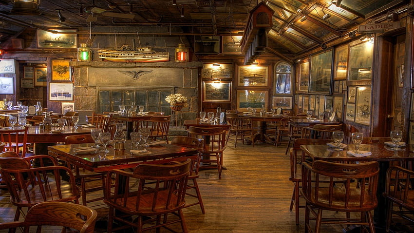 denizcilik motifli restoran, restoran, ışıklar, masa sandalyeler HD duvar kağıdı