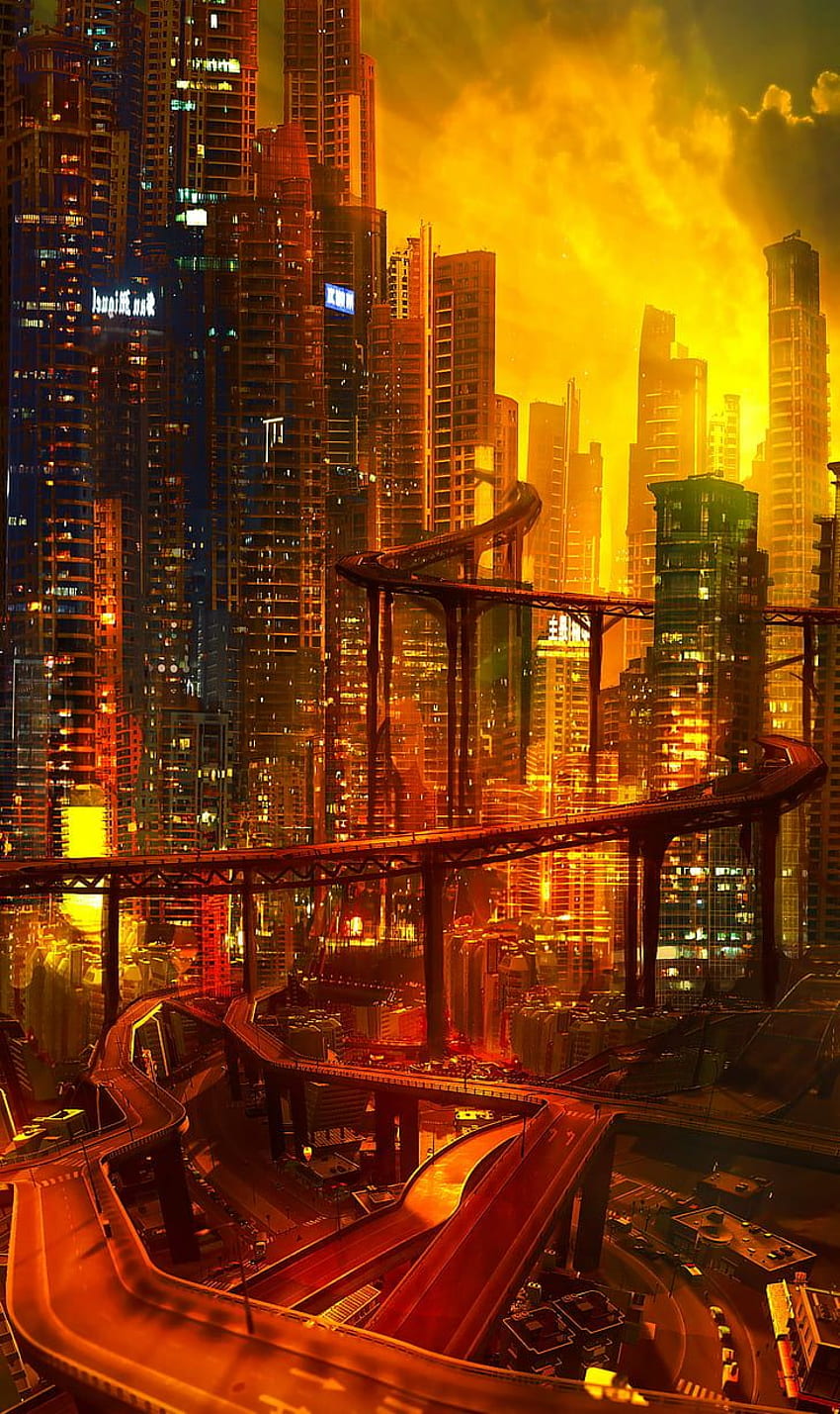 Future city , , , , Abstract Futuristic Cityscape HD phone wallpaper