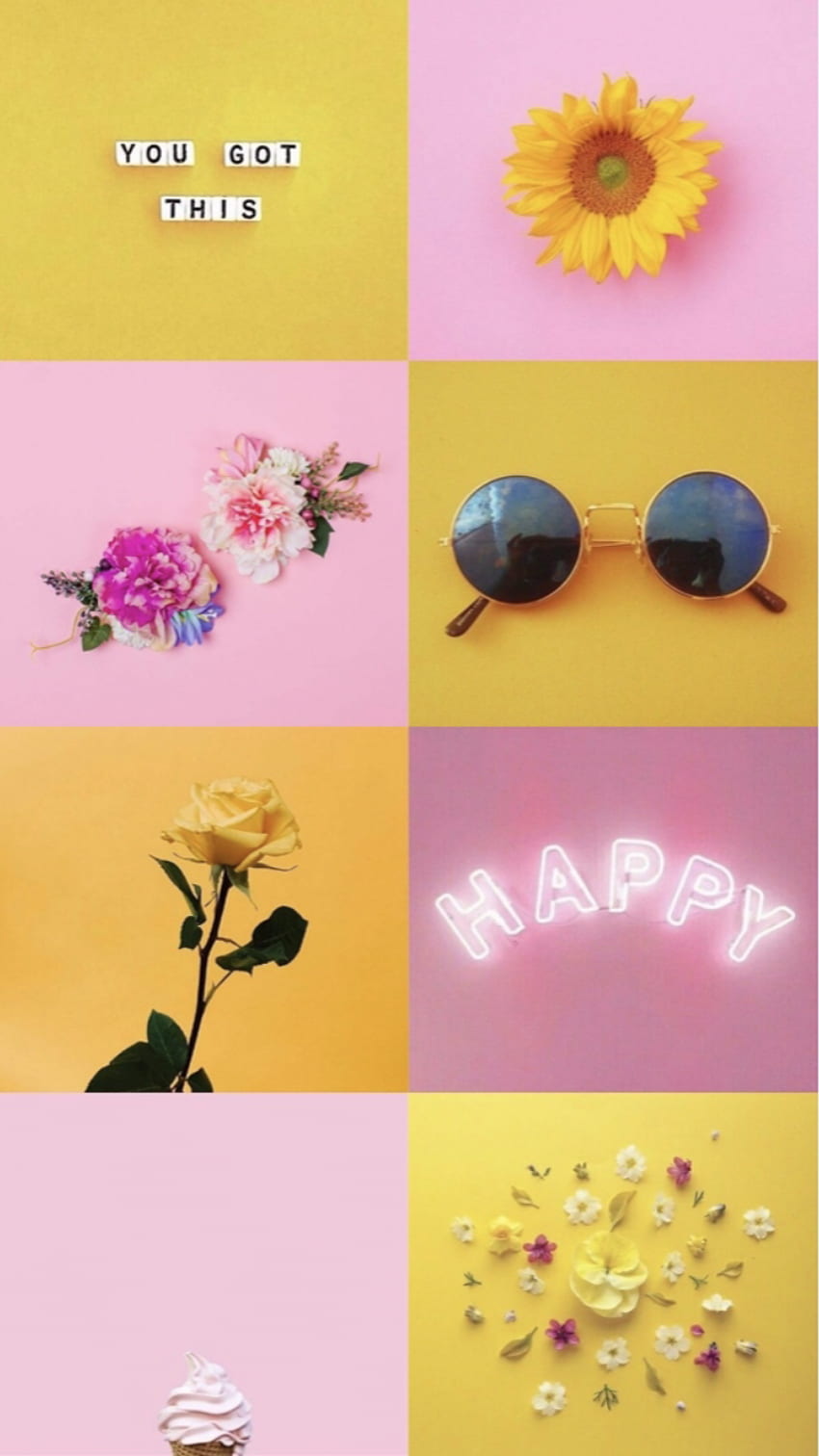 Yellow And Pink Aesthetic, Pink Yellow Blue HD phone wallpaper