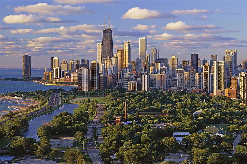 993465 Latar Belakang Kota Chicago, Musim Panas Chicago Wallpaper HD