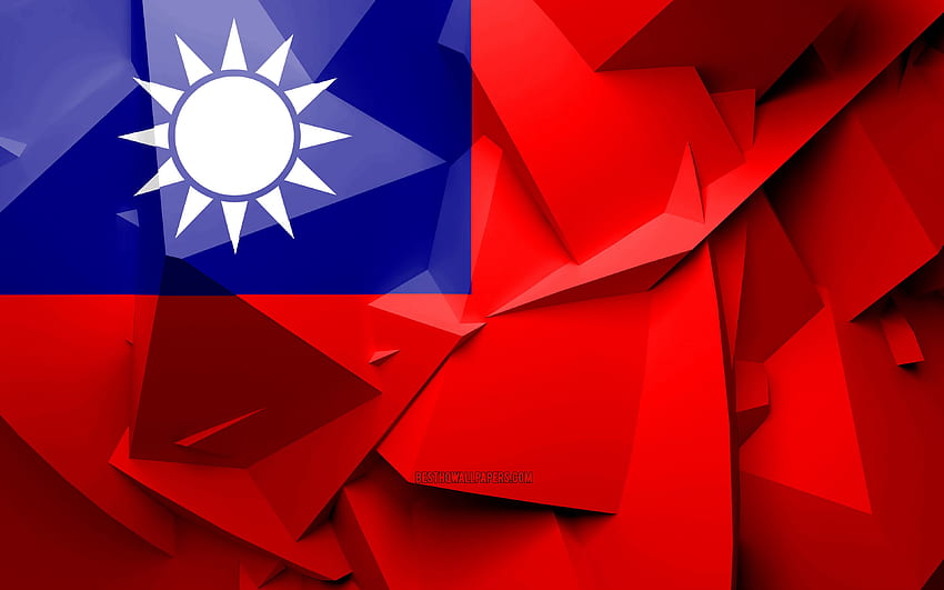 Flag of Taiwan, geometric art, Asian HD wallpaper