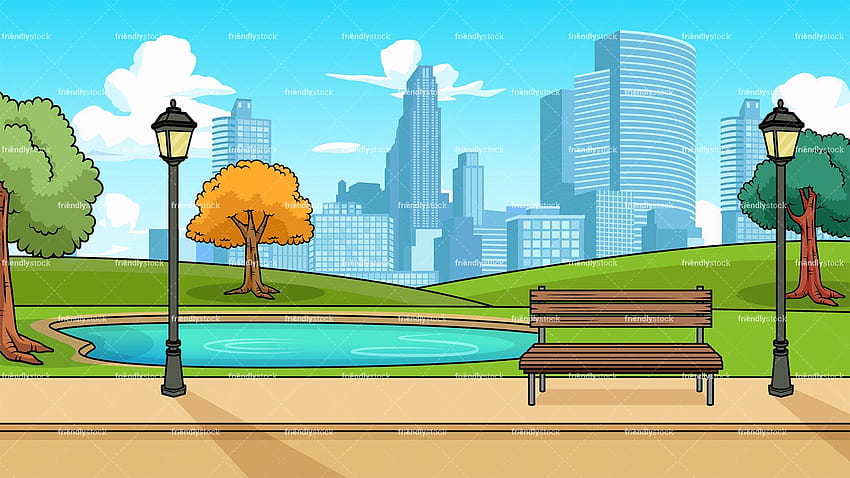 Vektor Clipart Kartun Latar Belakang Taman Kota Modern - FriendlyStock. Kartun kota, Latar belakang animasi, Taman kartun Wallpaper HD