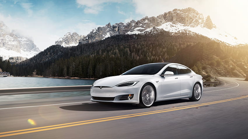 Sedán blanco, Tesla Model 3 fondo de pantalla