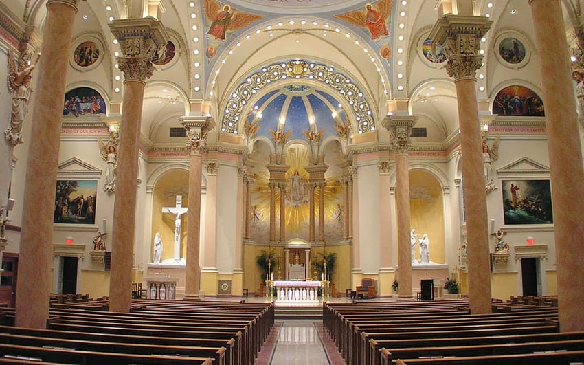 オハイオ州マリエッタの聖マリア教会、カトリック、建築、教会、祭壇 高画質の壁紙