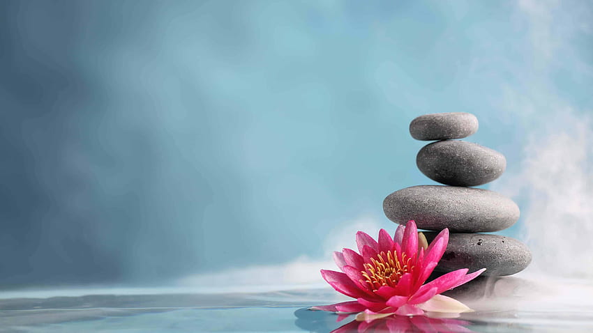 Pedras de massagem empilhadas e Lotus U, Lotus Zen papel de parede HD