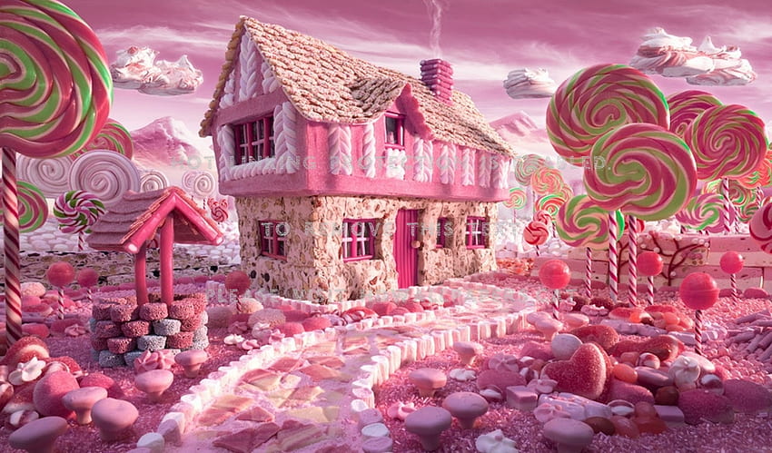 permen tanah fantasi manis rumah yummie, Pink Candyland Wallpaper HD