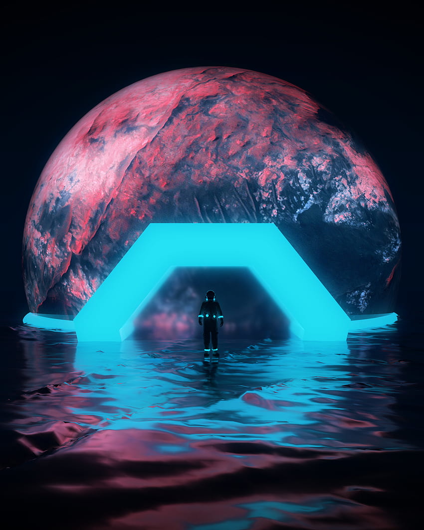Water, , , Neon, Planet, Astronaut HD phone wallpaper