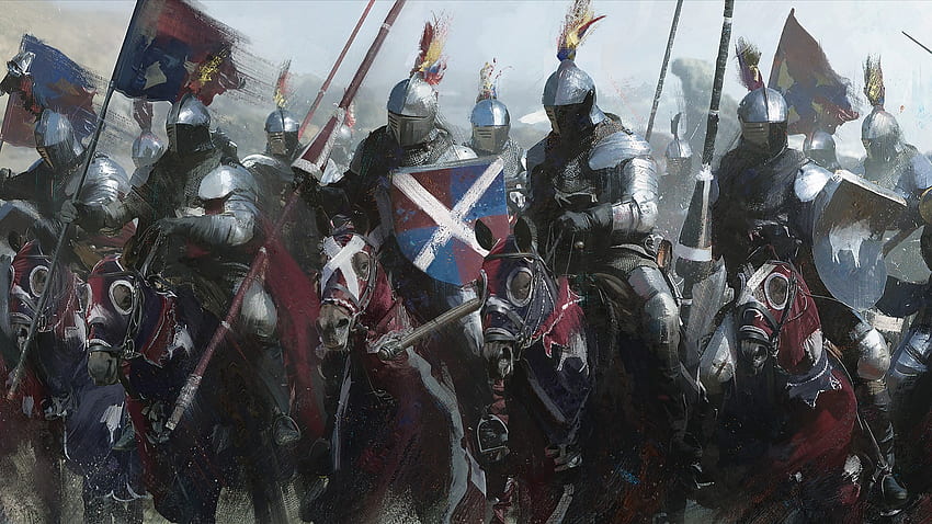 caballero, caballería, lanza, armadura, estandarte, escudo, colorido, medieval y móvil fondo de pantalla