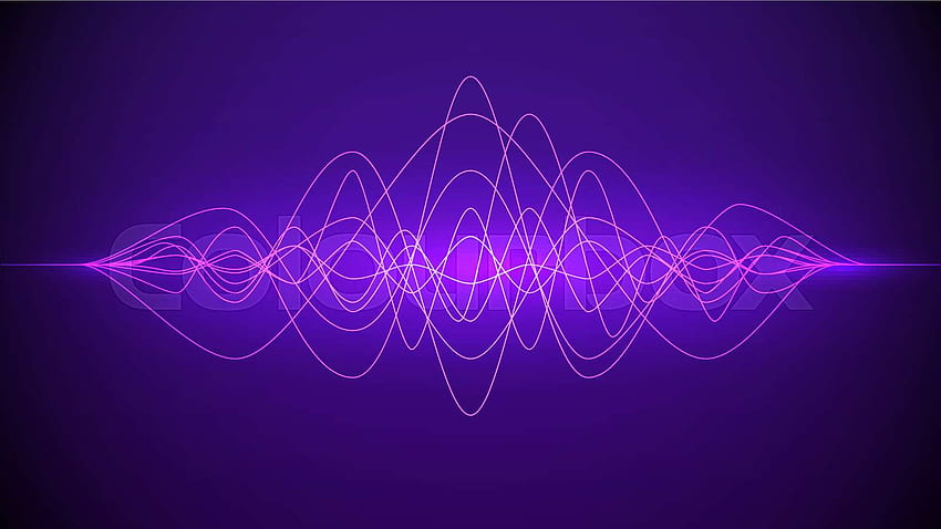 Fala dźwiękowa. Streszczenie fioletowy kolor światła dynamiczny płynący. Tło muzyczne lub technologiczne. Ilustracja wektorowa Tapeta HD