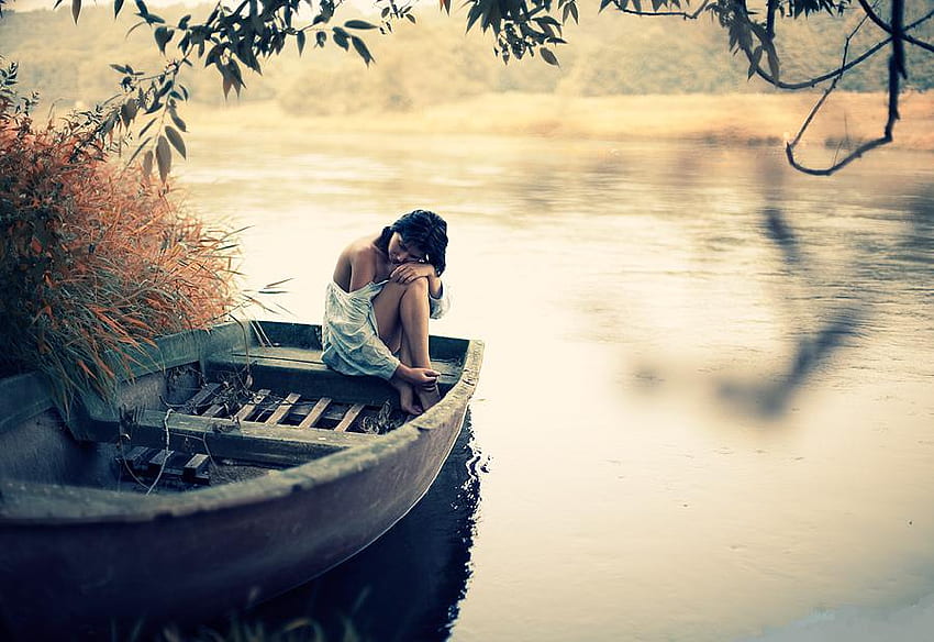 Amintirile Raman, amintiri, łódź, femeie, lac, barca, natura, jezioro, kobieta, natura, wspomnienia Tapeta HD