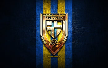 Lokomotiva Zagreb FC, golden logo, HNL, blue metal background, football ...