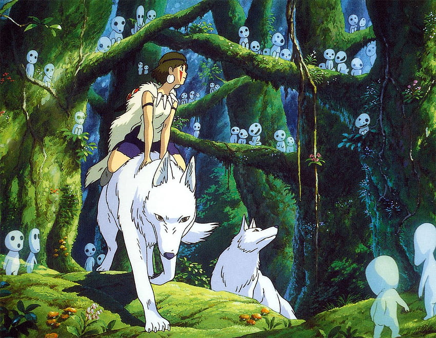 Princess Mononoke-San, wolf girl, action, forest spirit, love, animal gods HD wallpaper