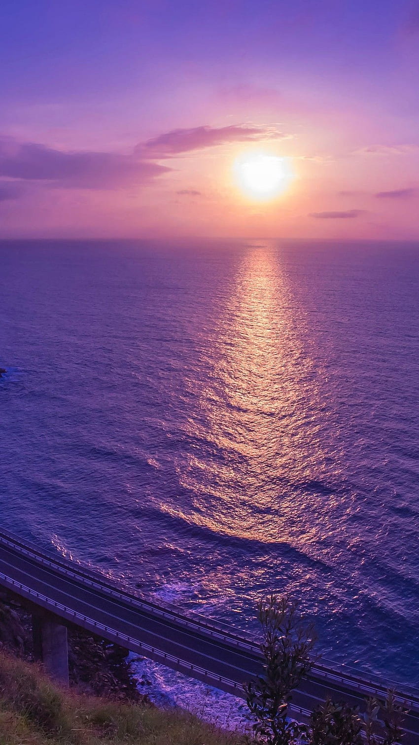 Purple Sunset, Ocean Purple Sunset HD тапет за телефон