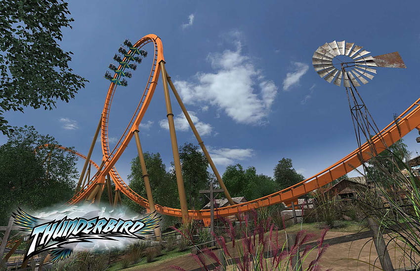 Holiday World Thunderbird Roller Coaster, Theme Park HD wallpaper