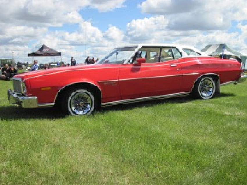 1969 Ford Grand Torino Sport、白、グラフィック、赤、タイヤ、フォード 高画質の壁紙