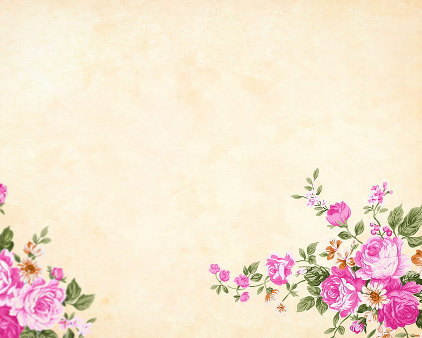 ヴィンテージの花、背景、水彩画、花、ボーダー、庭 • あなたのために、ピンクの水彩花 高画質の壁紙