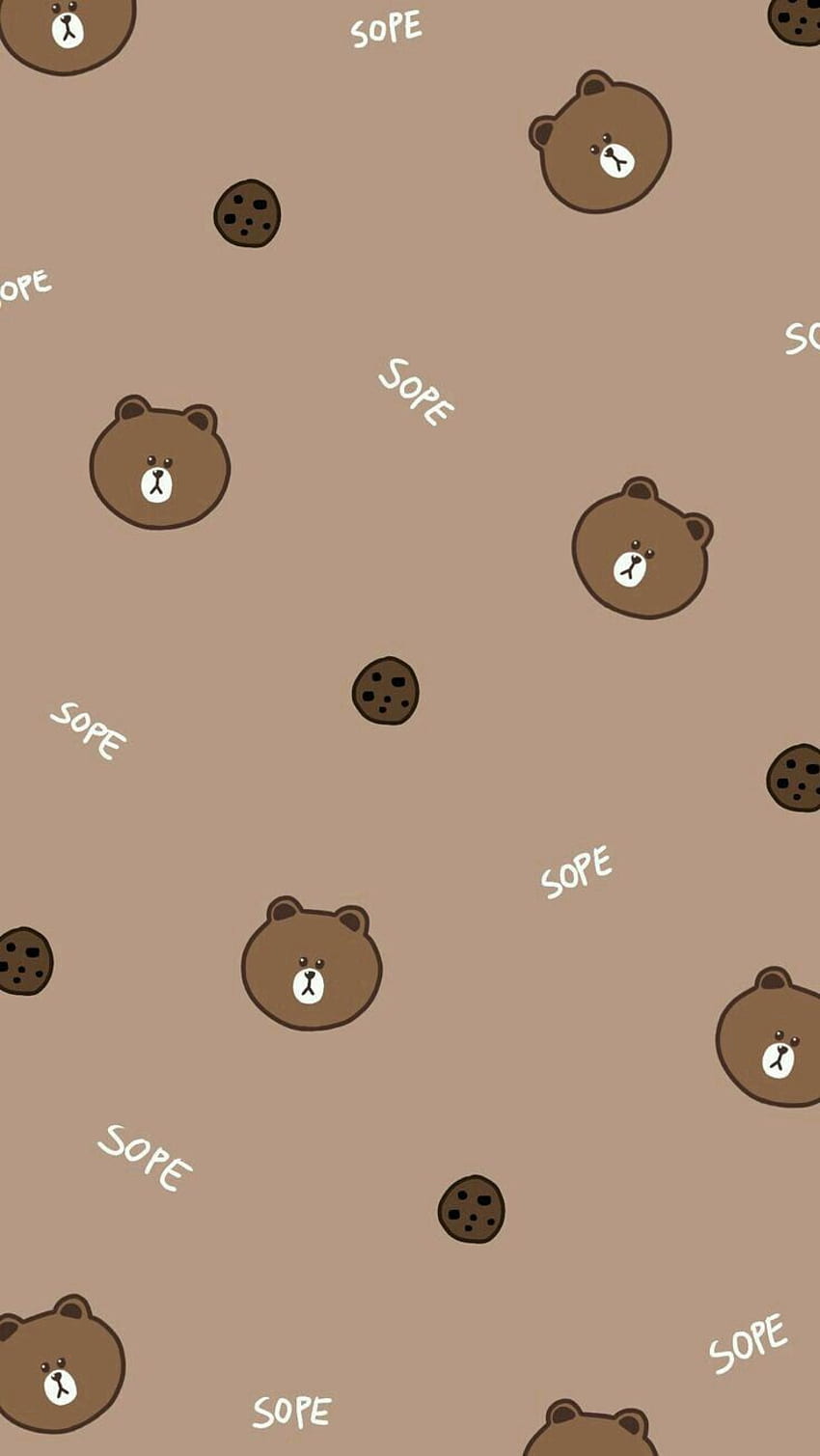 Friends Bear Line Friends Brown t. Niedźwiedź, kreskówka, kawaii Tapeta na telefon HD