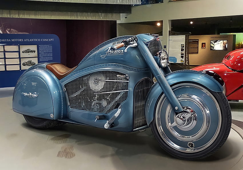 Harley Davidson 1936 Bugatti Type 57SC Atlantic Concept Motorcycle โดย Jakusa Atlantico, ฮาร์เลย์, อาร์ตเดคโค, แนวคิด, มอเตอร์ไซค์, สีน้ำเงิน วอลล์เปเปอร์ HD