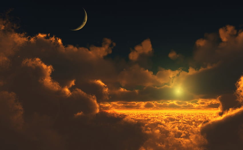 Goldenes Wolkengee, golden, Wolken, Himmel, Natur, Wolkengee HD-Hintergrundbild