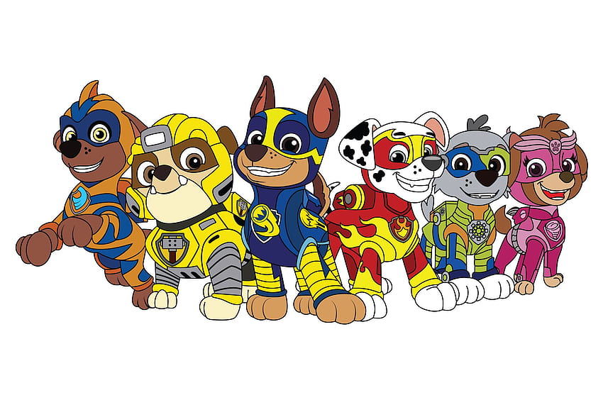 Naklejka ścienna Mighty Pups Paw Patrol--kolorowa dekoracja do sypialni psa. Mega Pups naklejka do pokoju dziecięcego-Super łapy zdejmowana naklejka winylowa, sztuka ścienna, dekoracje dla dzieci z kreskówek, Paw Patrol Mighty Pups Tapeta HD