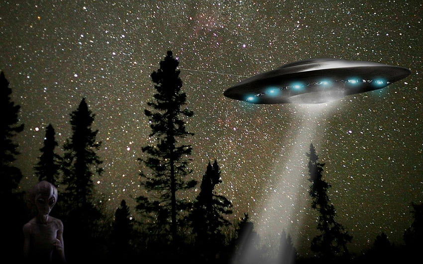 Alien Spaceship, Cute UFO HD wallpaper