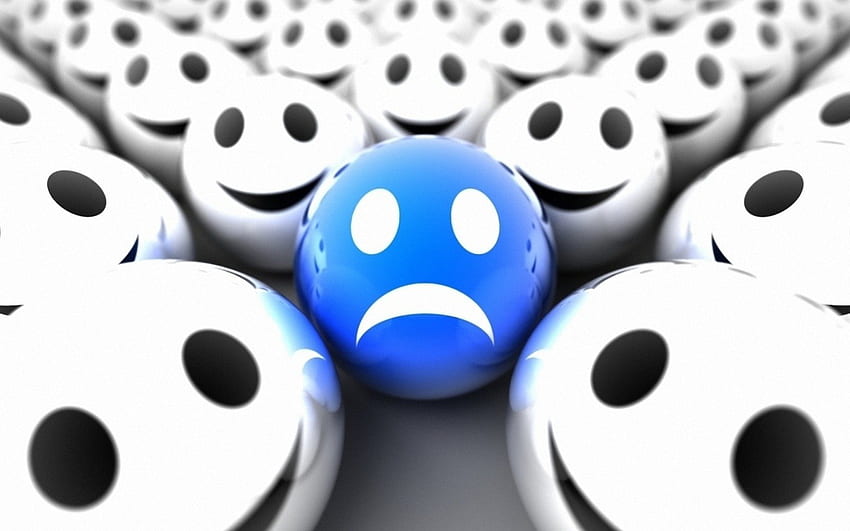 Smile Faces, blue, sad, white, abstract, 3d, smileys HD wallpaper