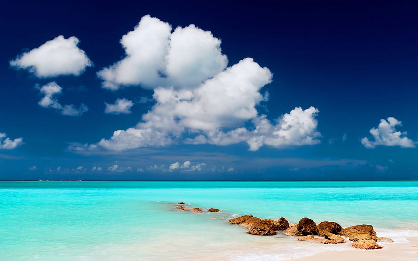 Natur, Steine, Himmel, Wolken, Bucht, Lagune, blaues Wasser HD-Hintergrundbild