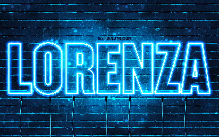 Lorenza, , with names, Lorenza name, blue neon lights, Lorenza Birtay, Happy Birtay Lorenza, popular italian male names, with Lorenza name HD wallpaper