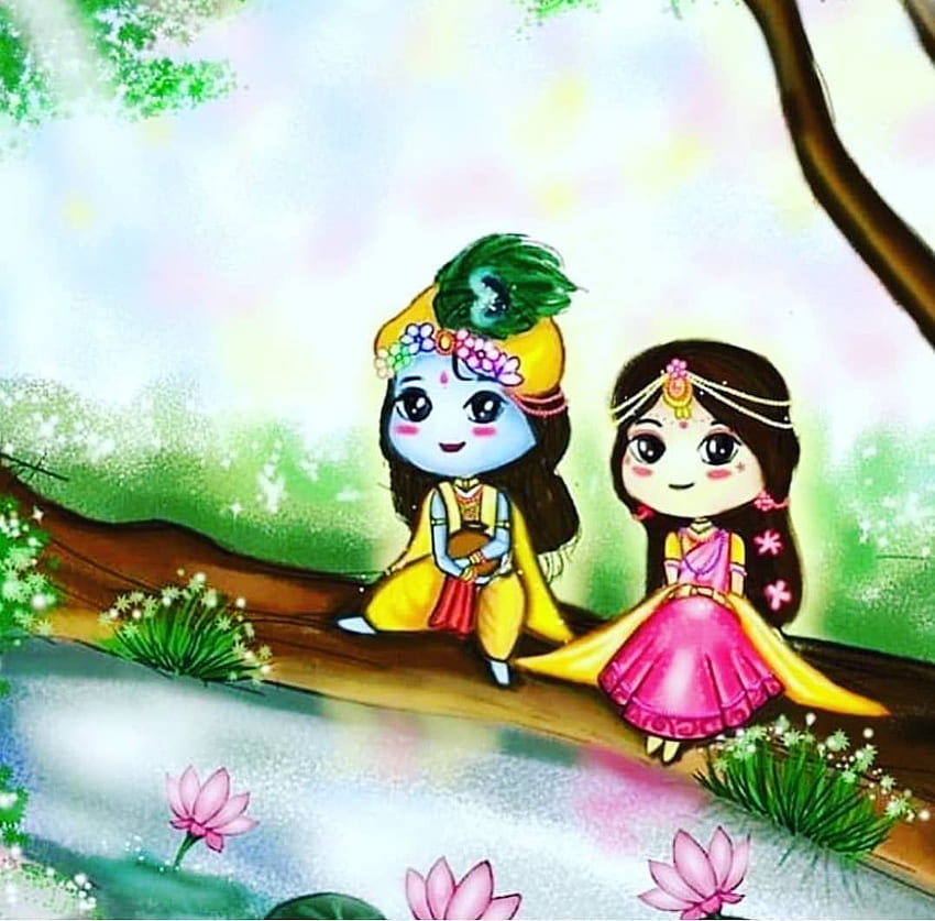Cute krishna, Krishna radha painting HD wallpaper | Pxfuel