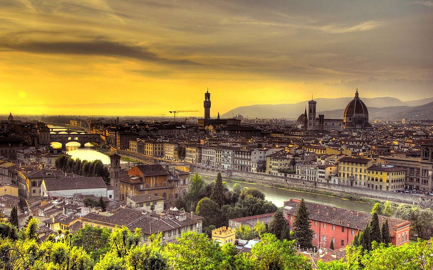 Cidades, Pôr do Sol, Itália, Florença papel de parede HD