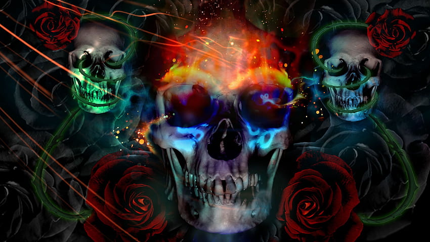 Trippy Love Art Skeletons. Psychedelic Skulls HD wallpaper