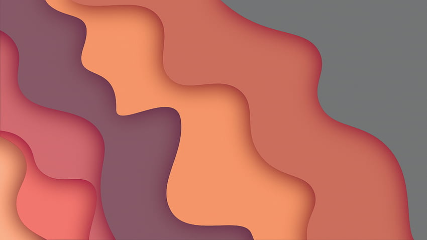 Waves, colorful, orange shades, abstract HD wallpaper