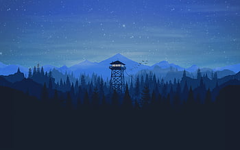 HD wallpaper: Firewatch at night, sky, scenics - nature, tranquil scene,  blue | Wallpaper Flare