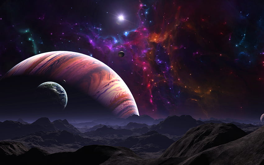 Art, Planets, Universe, Multicolored, Motley, Open Space HD wallpaper