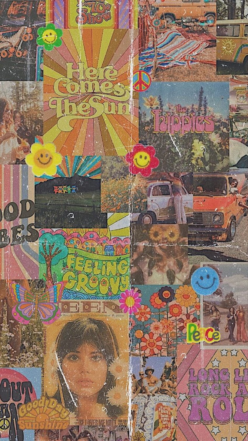 Estética hippie dos anos 70. Arte iphone, Hipster, iPhone retrô, colagem dos anos 70 Papel de parede de celular HD