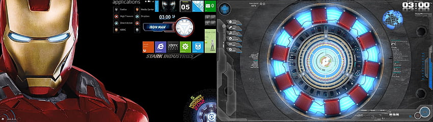 My latest (dual screen) rainmeter, Iron Man Dual Screen HD wallpaper