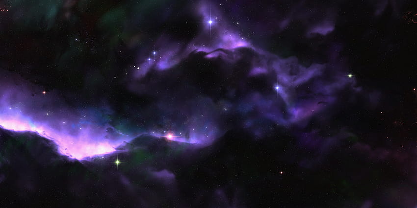 Nebulosa, estrellas, resplandor, oscuridad, espacio, arte. fondo de pantalla