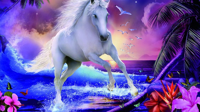 Mystical Unicorn & Floral Live Wallpaper - free download