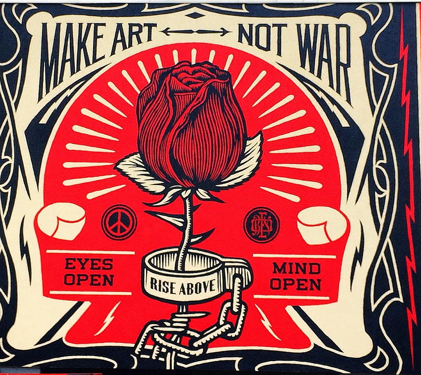 Shepard Fairey stellt „Make Art Not War“ für Urban Nation vor HD-Hintergrundbild