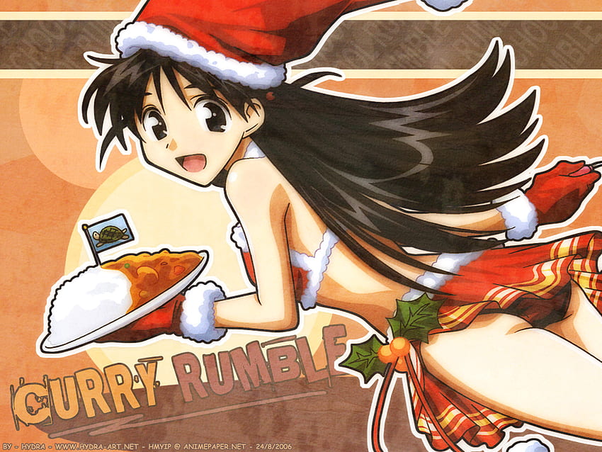 Christmas Rumble, tenma tsukamoto, white, curry, christmas, green, red, school rumble, holly HD wallpaper