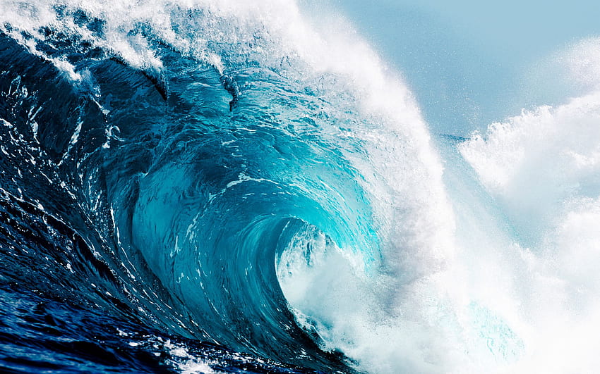 津波、大波、海、波、水 -波背景--、津波 高画質の壁紙
