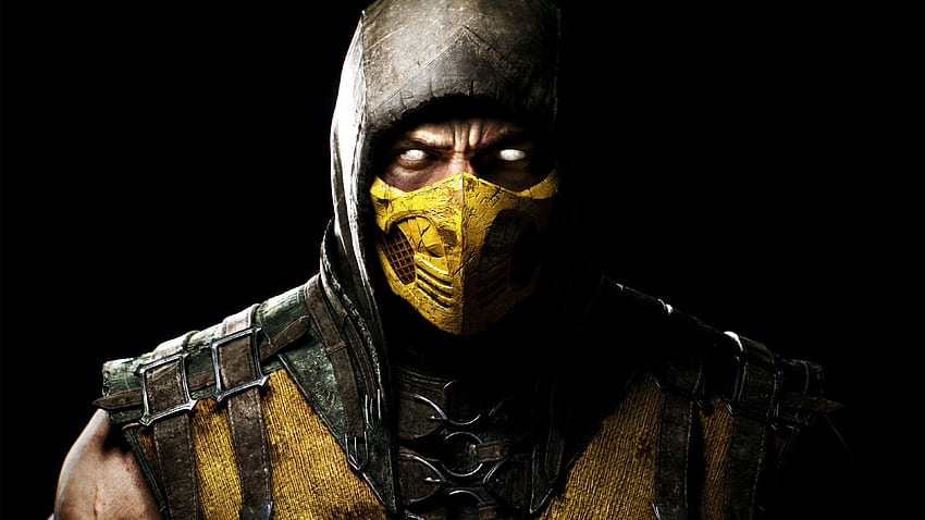 Scorpion , Mortal Kombat 11, Black background, PlayStation 4, Android, Xbox One, Games HD wallpaper