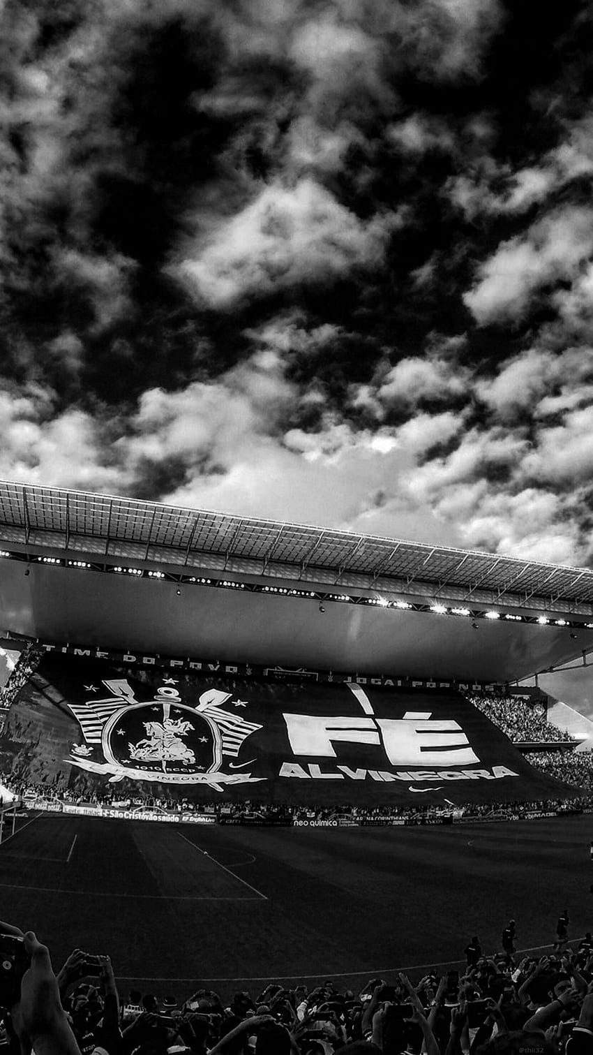 zellular, schwarz, schwarz und weiß, himmel, einfarbig, einfarbige grafie, Arena Corinthians HD-Handy-Hintergrundbild